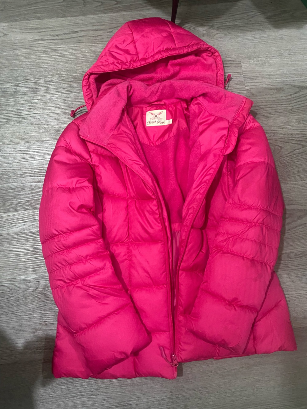 Faded Glory Bright Pink Puffer Jacket